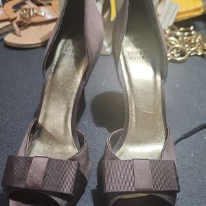 Stuart Weitzman Brown Peep Toe Heels
